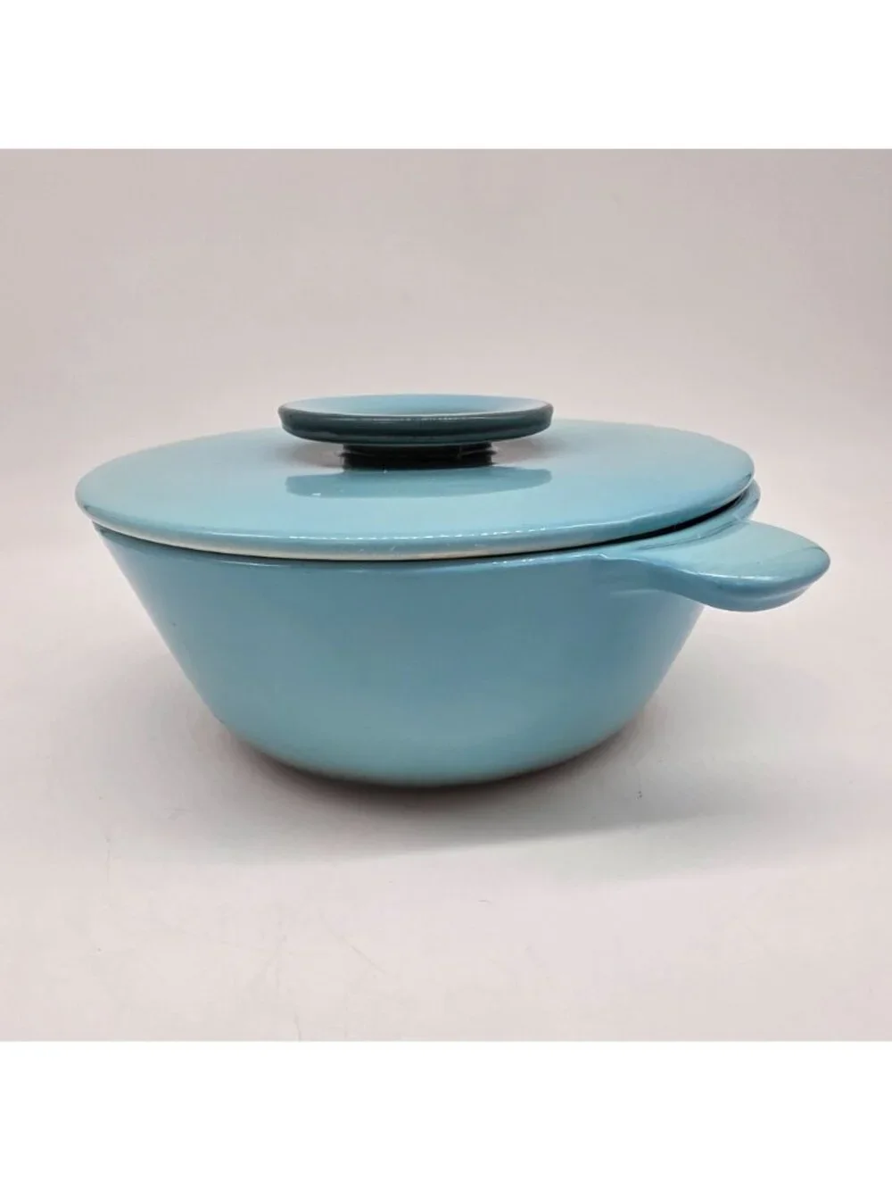 Hall USA Oven-Proof Divided Casserole Dish Lid Light Blue Ceramic VTG Serveware